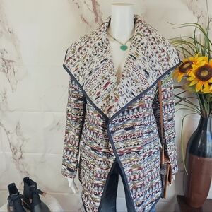 For Cynthia Southwestern Pattern Wrap Coat